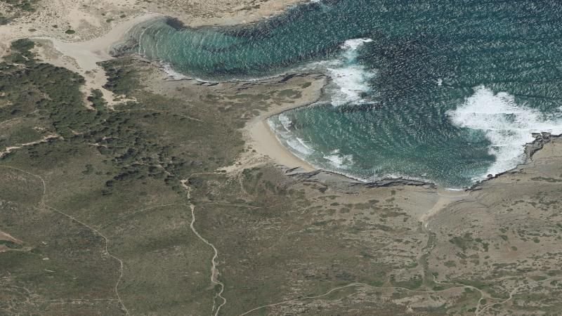Vista aérea de Cala Caldés, Maó