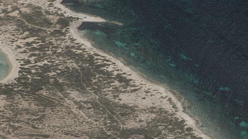 Vista aérea de Cala de Bosch, Formentera