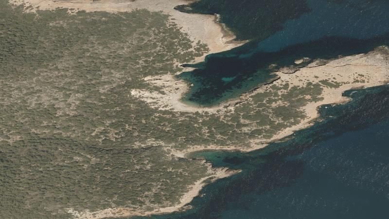 Vista aérea de Cala d'Es Jonc, Sant Joan de Labritja