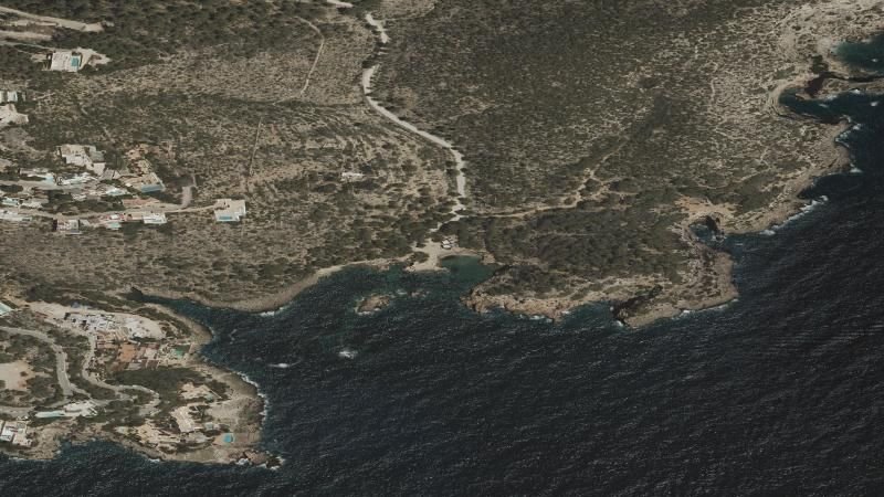Vista aérea de Cala Olivera, Santa Eulalia del Río