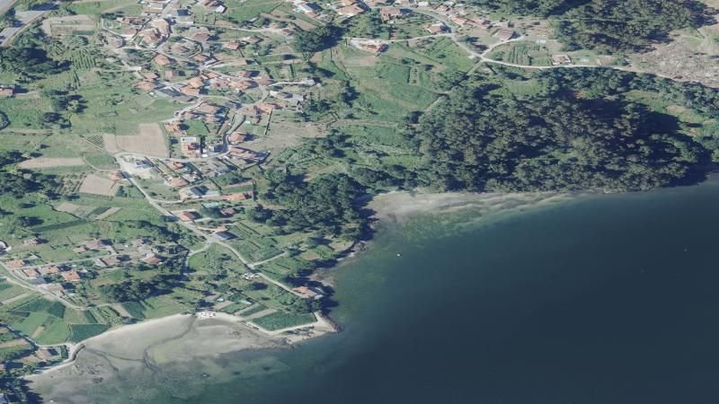 Vista aérea de Playa de Cobas en Vilaboa, Pontevedra
