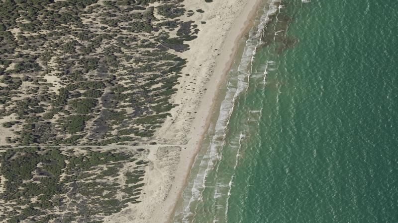 Vista aérea de Playa El Rebollo en Elche/Elx, Alicante