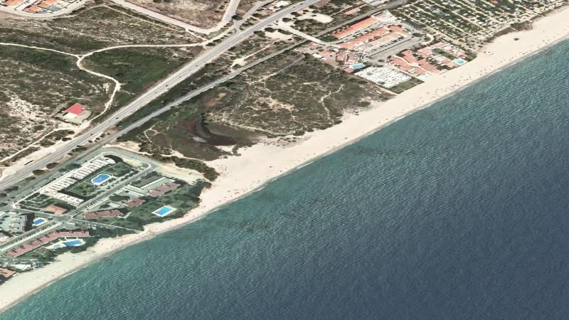 Vista aérea de Playa de l'Estany Gelat en Mont-roig del Camp, Tarragona