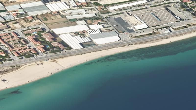 Vista aérea de Platja de Ponent en Vilassar de Mar, Barcelona