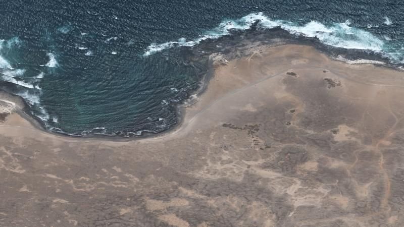 Vista aérea de Punta Blanca, La Oliva