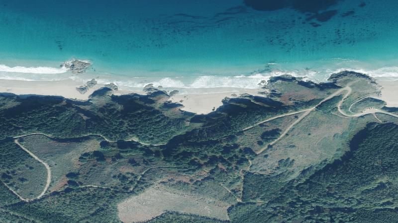 Vista aérea de Playa de Reixa Grande en Malpica de Bergantiños, A Coruña