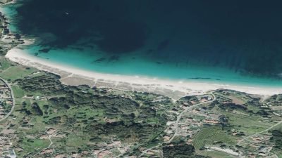 Vista aérea de Area Brava, Cangas