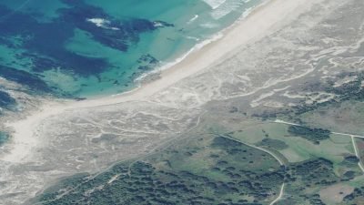 Vista aérea de Areas Longas, Porto do Son
