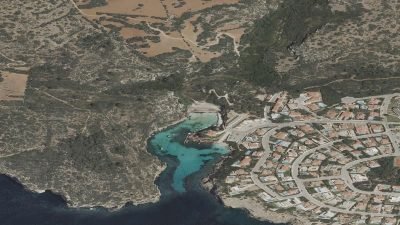 Vista aérea de Cala Canutells, Maó