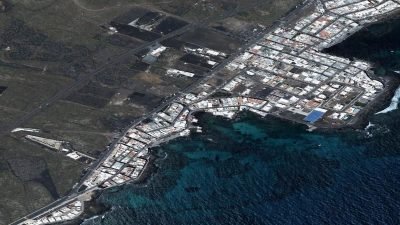 Vista aérea de Caleta del Espino, Haría