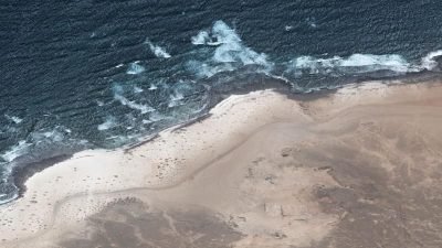 Vista aérea de Playa del Hierro, La Oliva